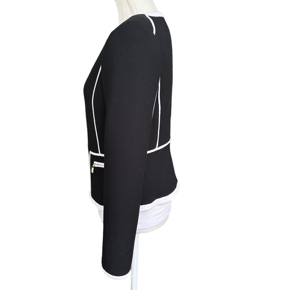 Calvin Klein Women's Front Zip Black & White Color Block Business Jacket‎ Size 4 - Picture 4 of 15